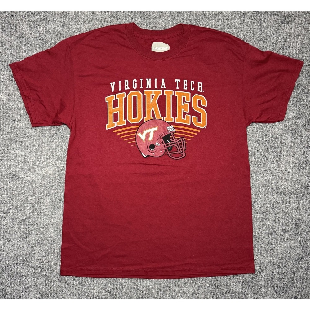 Virginia Tech University Hokies T-Shirt Football Maroon Men's Size Large NWOT